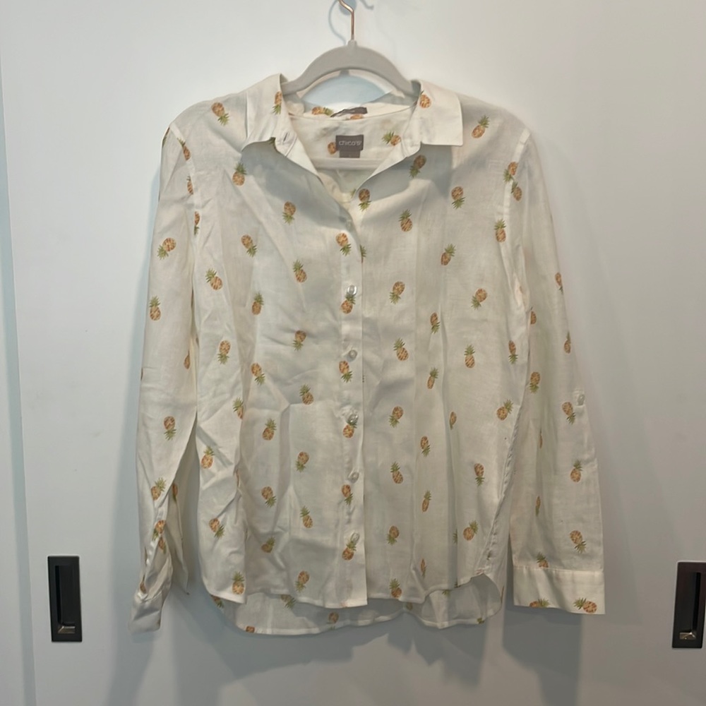 Chico’s Pineapple Button Down Shirt
